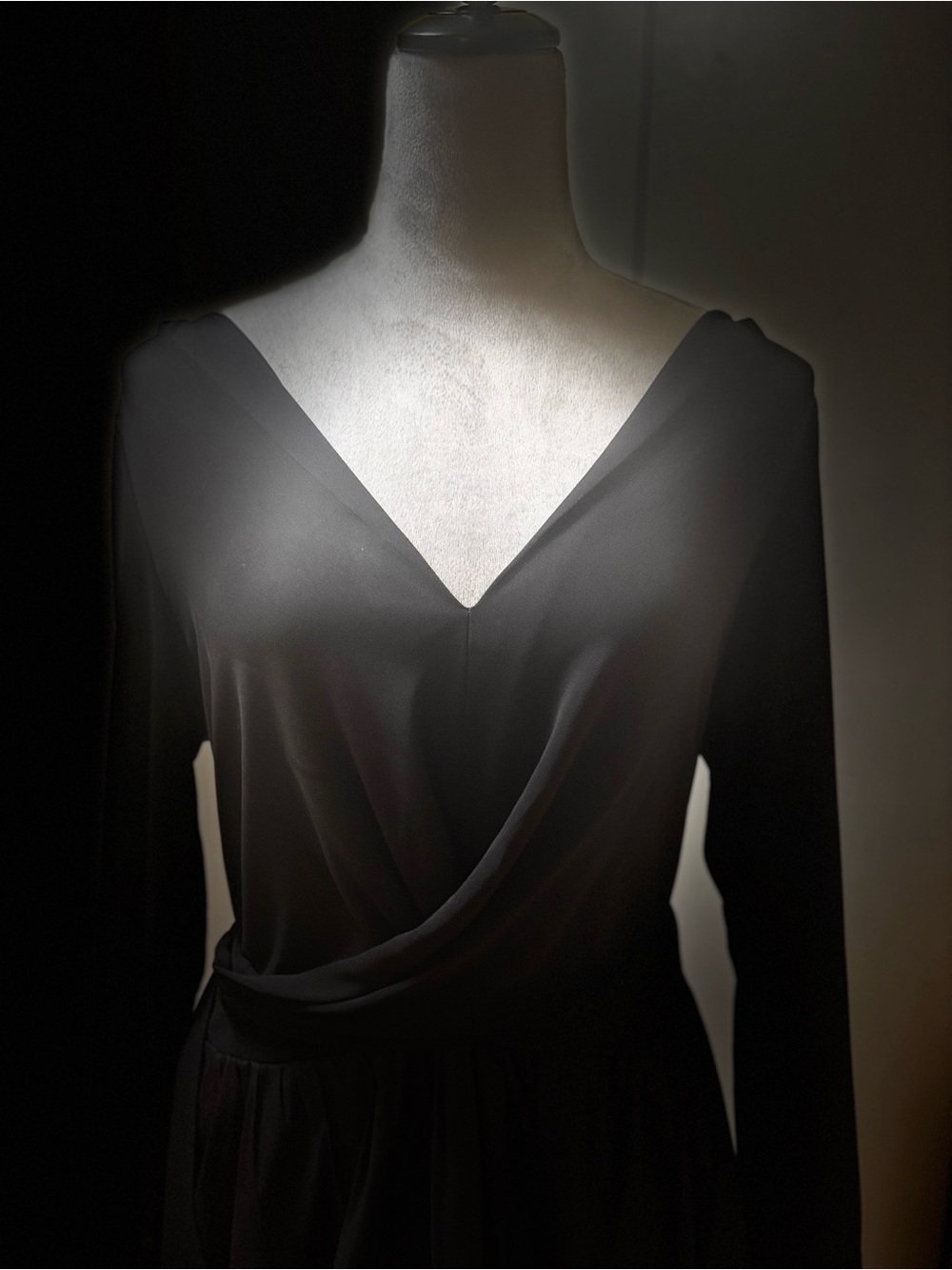 DVF Classic Black V-Neck Long Sleeve Women’s Dress - Picture 4 of 6